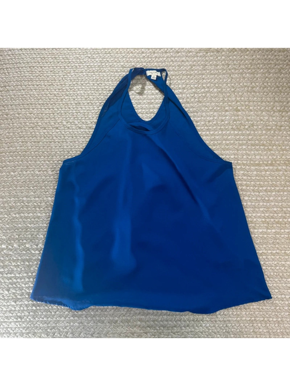 Lily White Royal Blue Razorback Top Halter Tank Back Cutout Size Medium